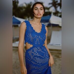 Cecilia Prado Royal Blue Crochet Dress in Size Large NWT